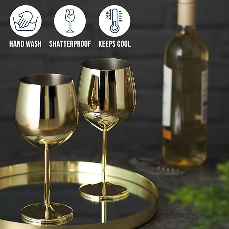 6pcs stainless steel wine glasses with polished finish