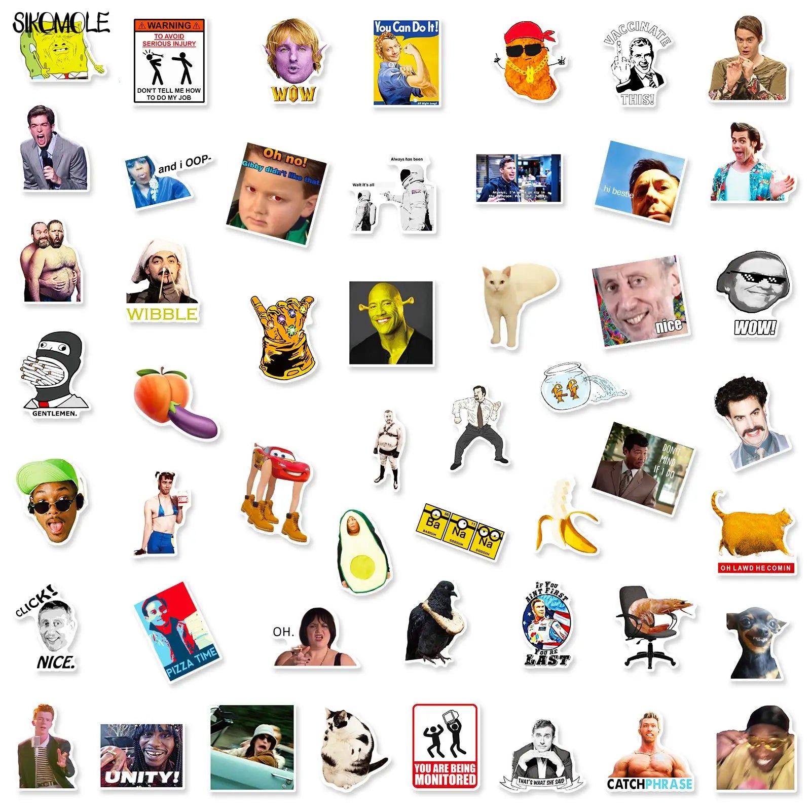 Classic Meme Stickers Pack – 10/30/50PCS Funny Cartoon Graffiti Decals for Laptop & Kids