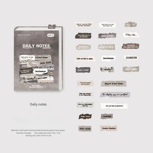 Aesthetic vintage journal stickers with inspirational English phrases