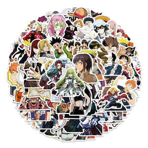 Close-up of anime kawaii stickers with vibrant colors and waterproof vinyl finish