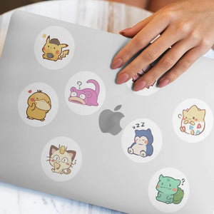 Cute anime PVC stickers applied on laptop and mobile phone