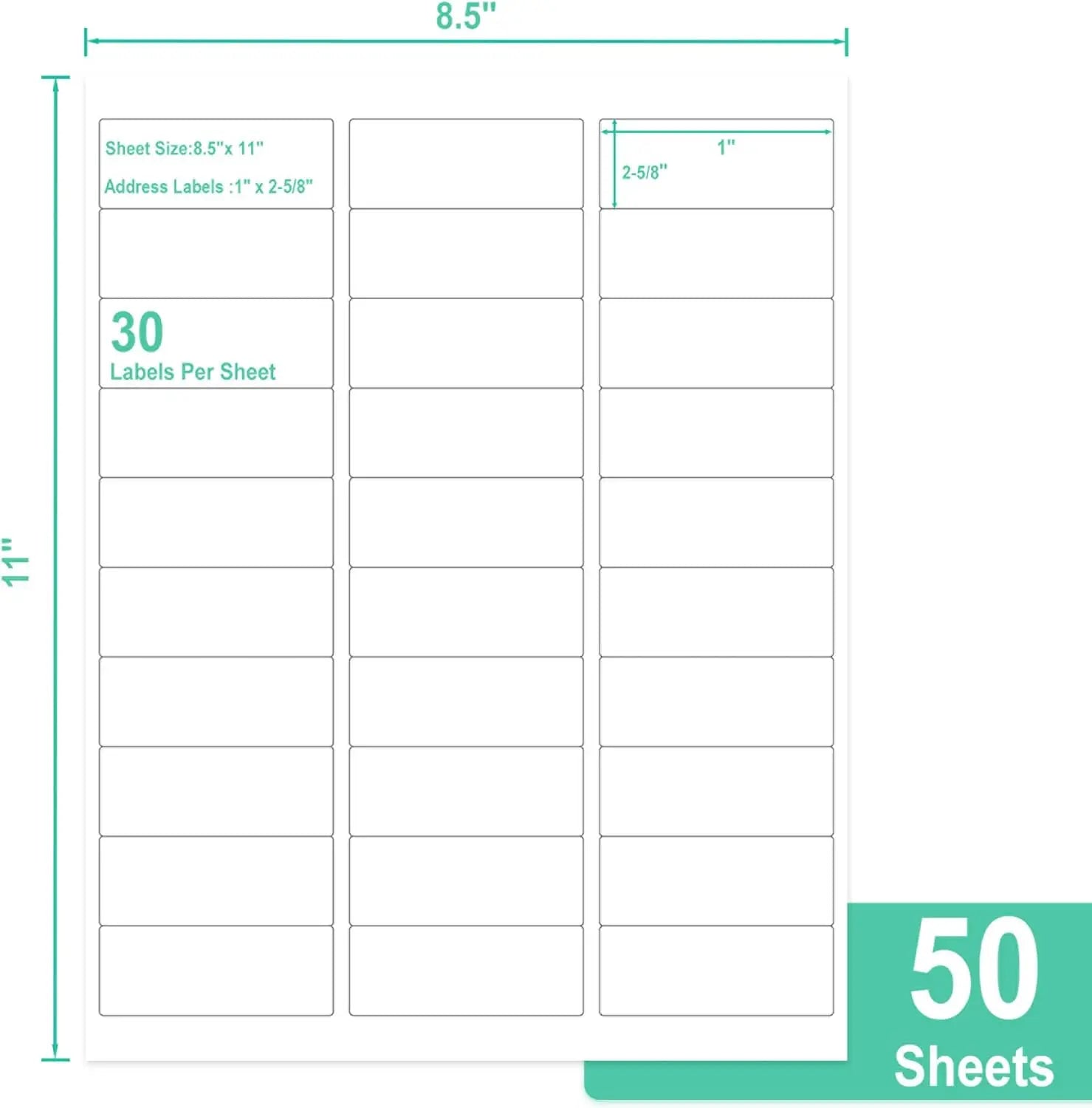 Blank printable address labels on sheet with smooth white surface