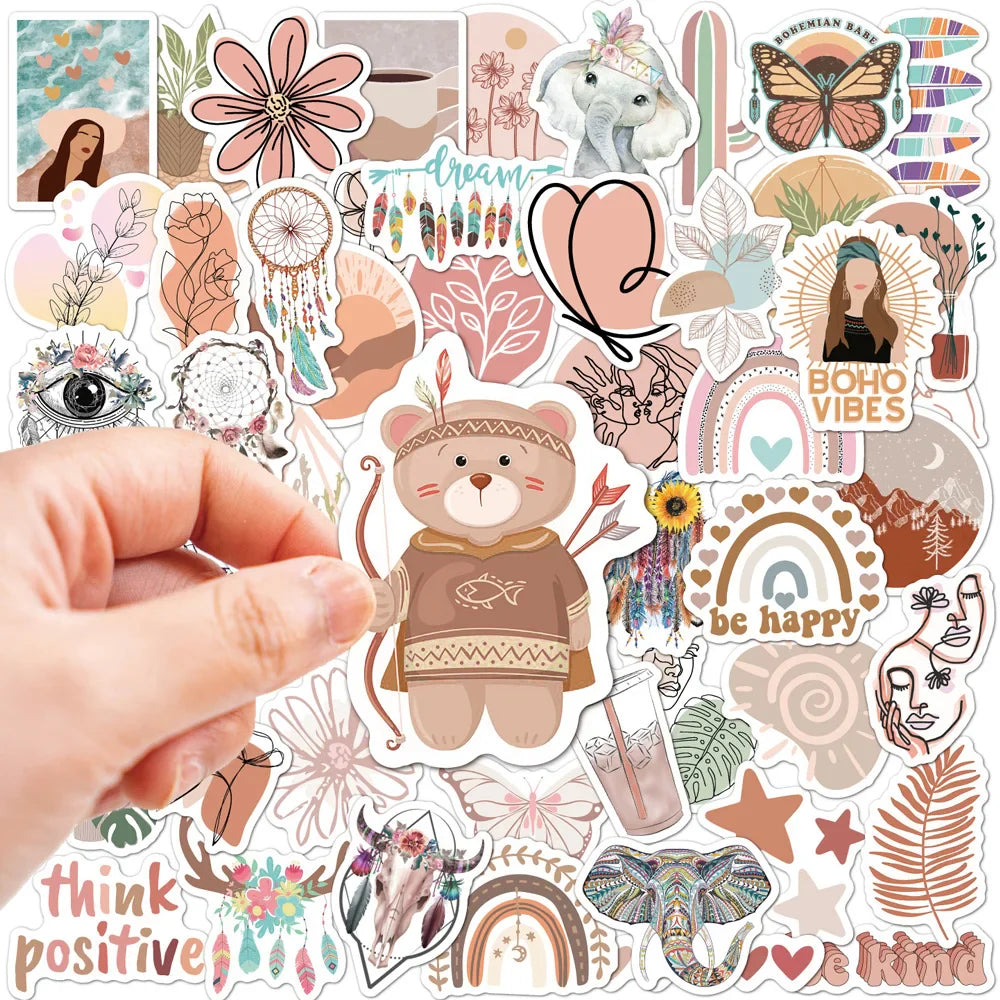 bohemian cartoon stickers set for laptop decoration