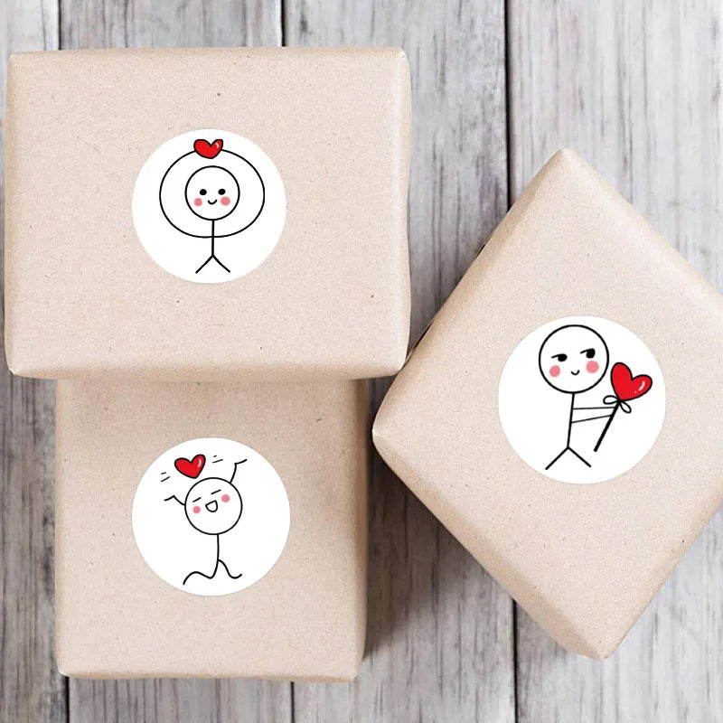 cartoon reward sticker roll with love stickman design for Valentine and wedding