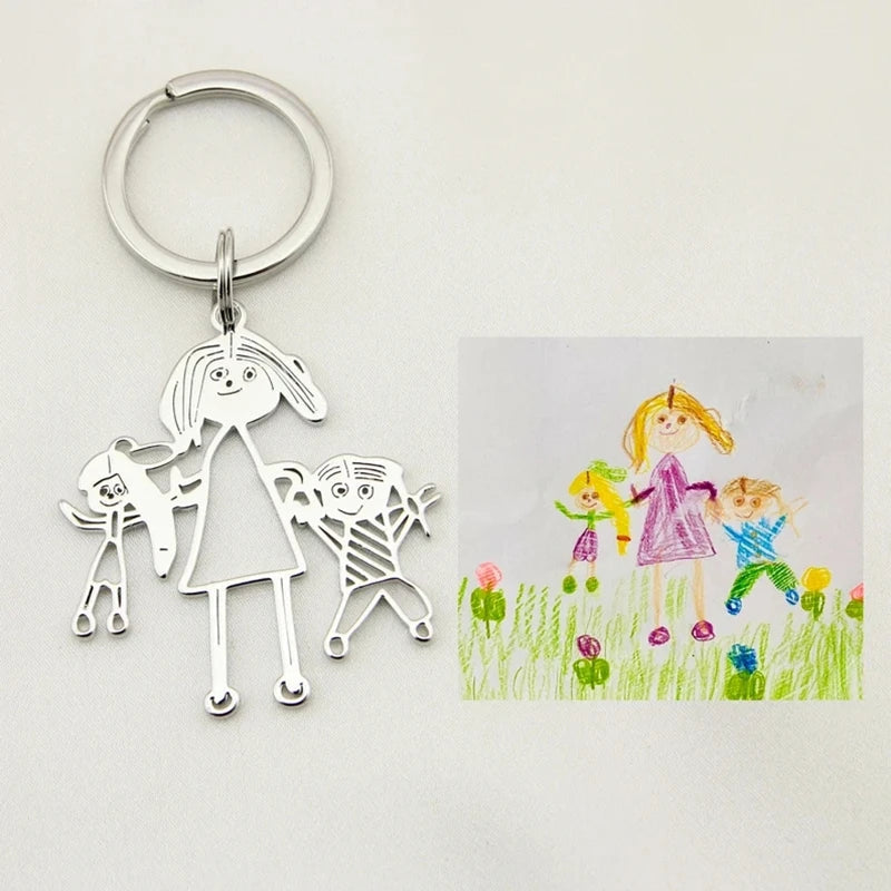 personalized keychain made from children doodle artwork design