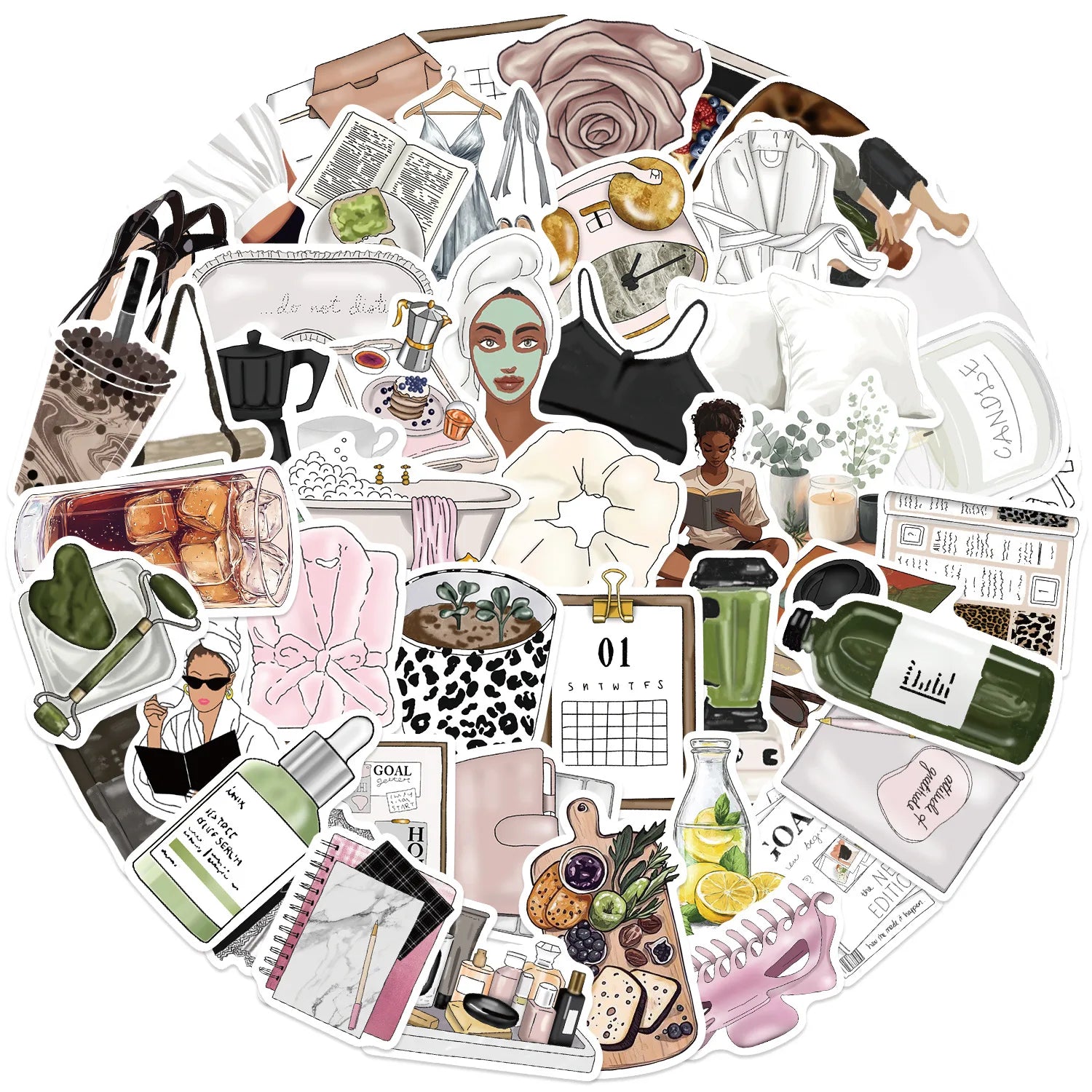 clean girl aesthetic vinyl stickers for laptop and journal decoration