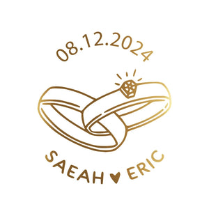 Flat lay of clear round gold foil thank you stickers