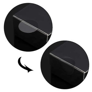 Close-up of transparent round seal stickers showing strong self-adhesive backing