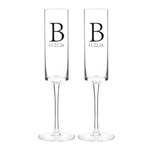 Custom engraved champagne glasses for couples gift