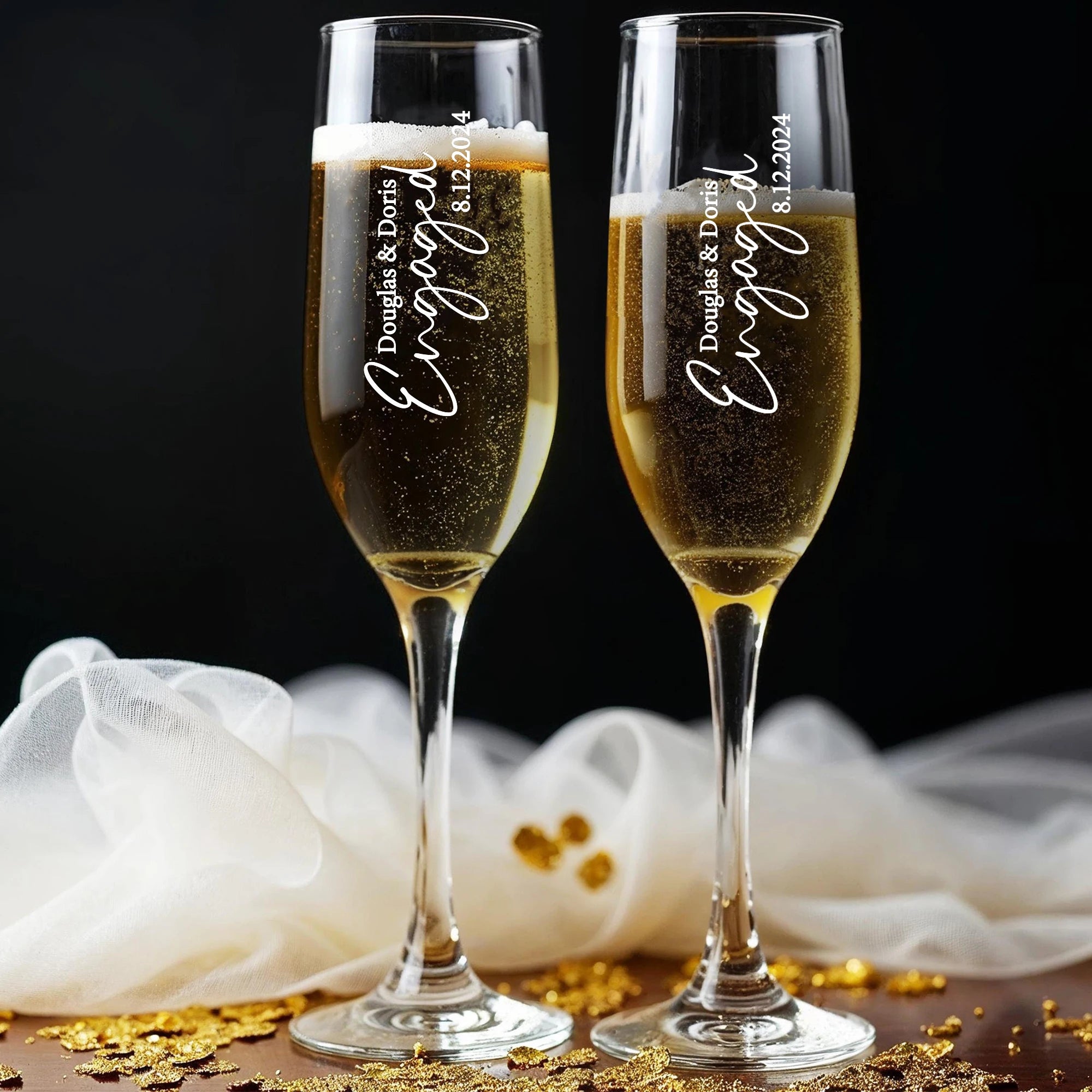 Custom name champagne glass perfect for parties and celebrations