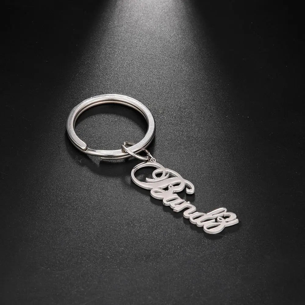 custom name keyring in stainless steel gift for her or him