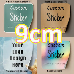 Custom PVC logo stickers applied to business packaging and boxes