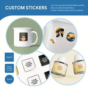Custom size PVC stickers available on request