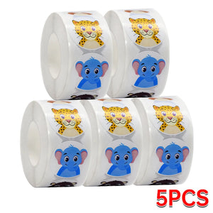 five pack cartoon animal sticker rolls for kids rewards and crafts
