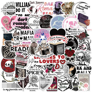 Dark romance bookish stickers styled in a BookTok-inspired reading aesthetic