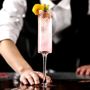 Engraved champagne glasses for wedding toasts and special celebrations