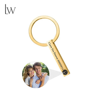 engraved stainless steel photo keychain with memory picture