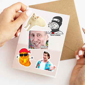 Funny meme stickers suitable for kids, teens, and adults as gifts or DIY accessories