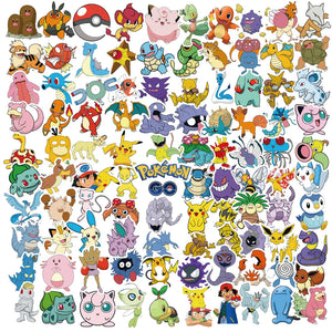 Close-up of kawaii waterproof PVC stickers showing vibrant colors and smooth finish