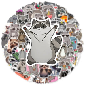 Kawaii raccoon animal stickers with adorable cartoon artwork