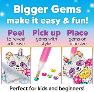 Kids gem art sticker making kit with colorful mosaic diamond gems
