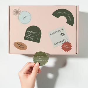 Kraft, white, and transparent paper stickers printed with custom designs