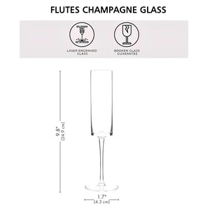 Personalized champagne flutes with engraved names for wedding celebrations