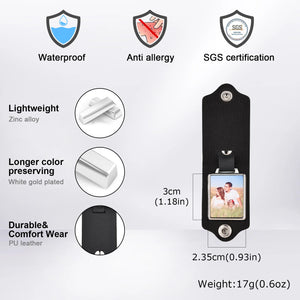 front view of personalized photo keychain with custom picture