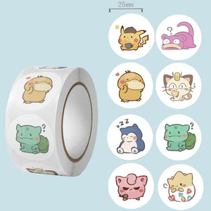 Anime Eevee character stickers roll 25mm round waterproof PVC decals