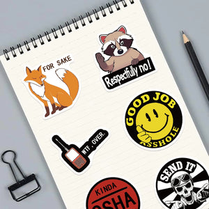 Sarcastic quote stickers bundle for laptops, water bottles, and notebooks
