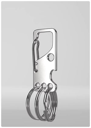 close up view of stainless steel engraved keyring