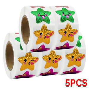 5 rolls Bright star shaped kawaii stickers