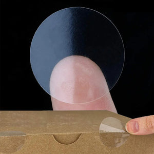 Transparent round seal stickers used as clear self-adhesive labels for gift packaging