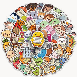 waterproof cute animal stickers pack for laptop and water bottle with positive affirmation