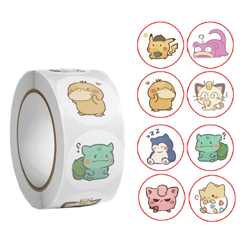 500PCS kawaii anime stickers roll made from waterproof PVC
