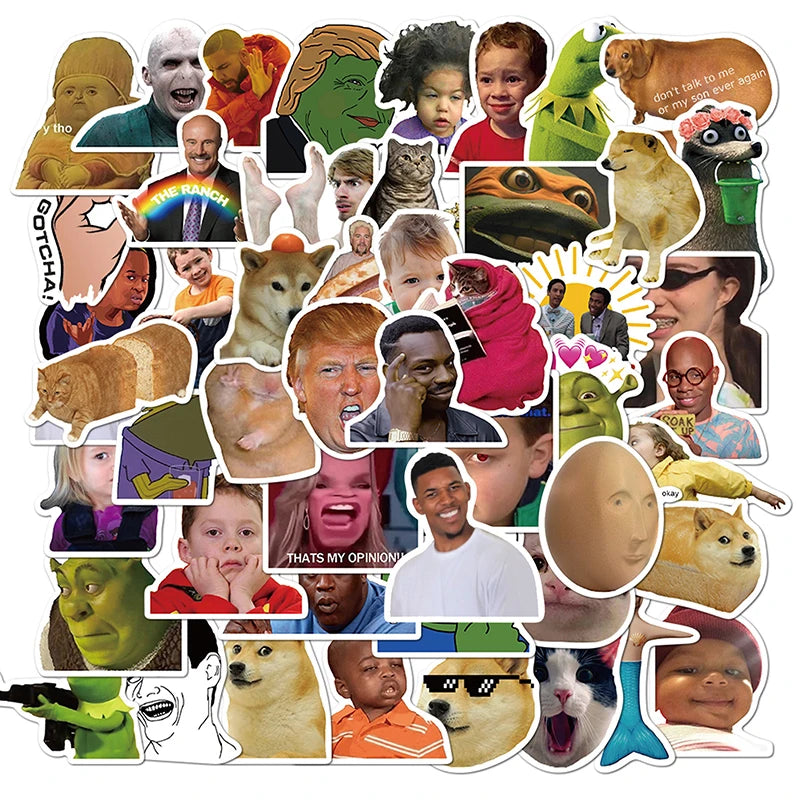 Aesthetic meme sticker pack combining humor and cartoon style artwork