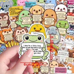 animal sticker pack for laptop 50pcs featuring cute animals and affirmation messages
