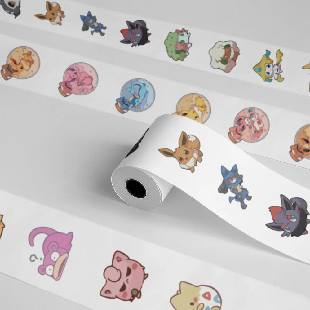 Close up view of 500pcs anime sticker roll colorful designs