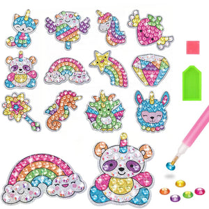 Big gem diamond painting sticker kit for kids with colorful unicorn and animal designs