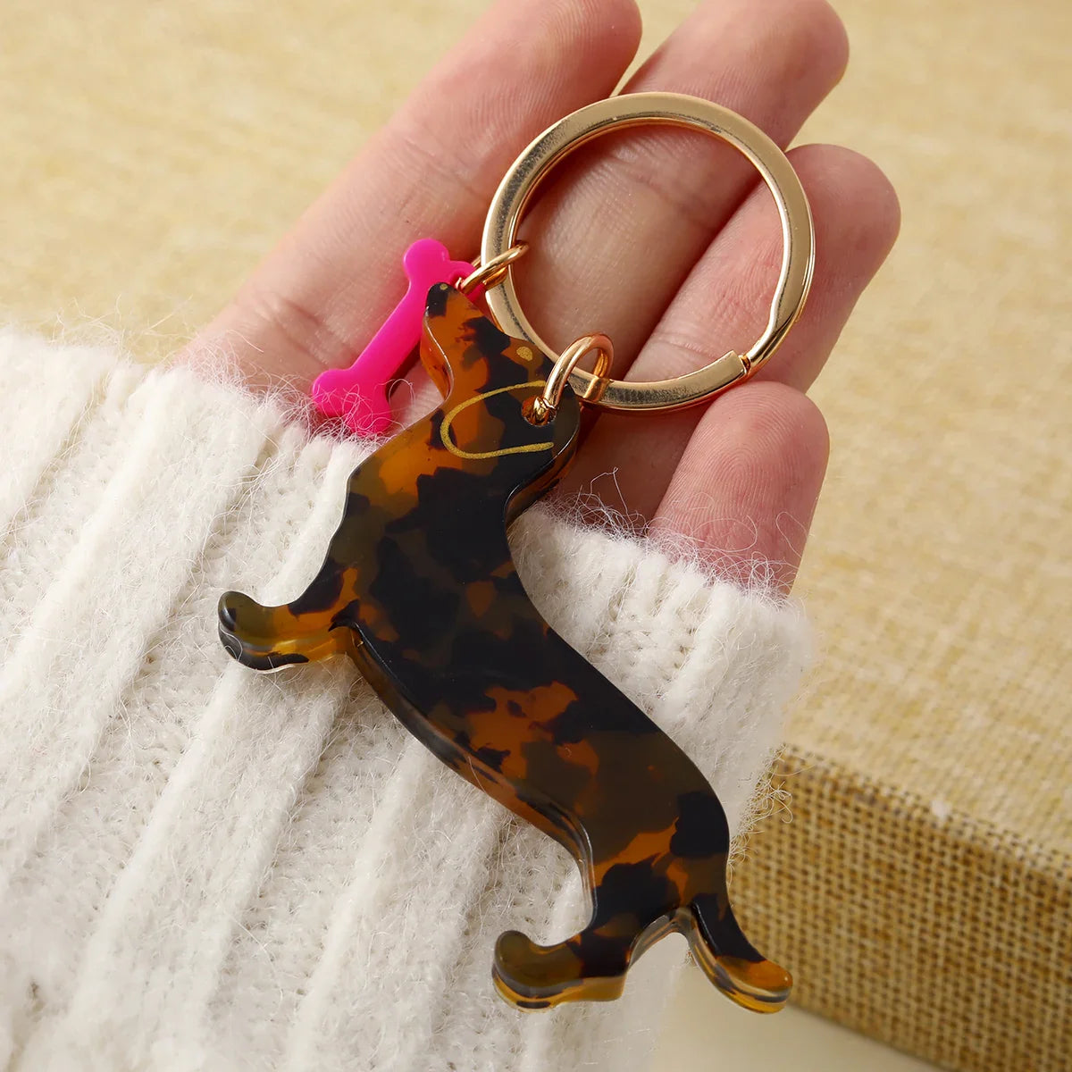 black dog keychain cute pet lover accessory