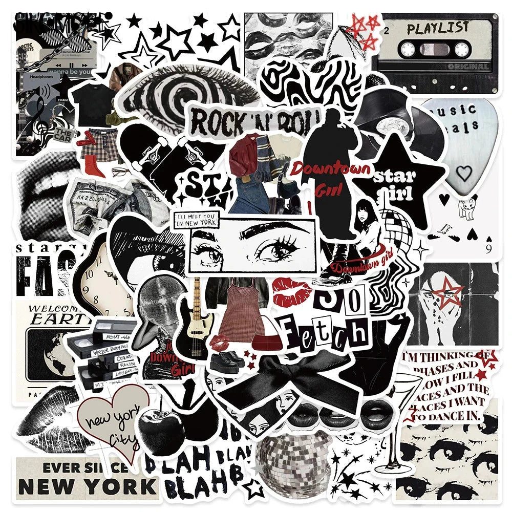 chic cartoon stickers pack trendy aesthetic vinyl sticker collection
Fi