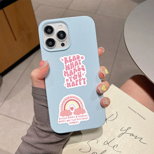 Bookish girly stickers arranged on white background for product display