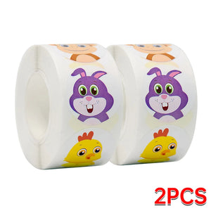 Mixed cartoon animal face stickers on adhesive rolls for classroom rewards 