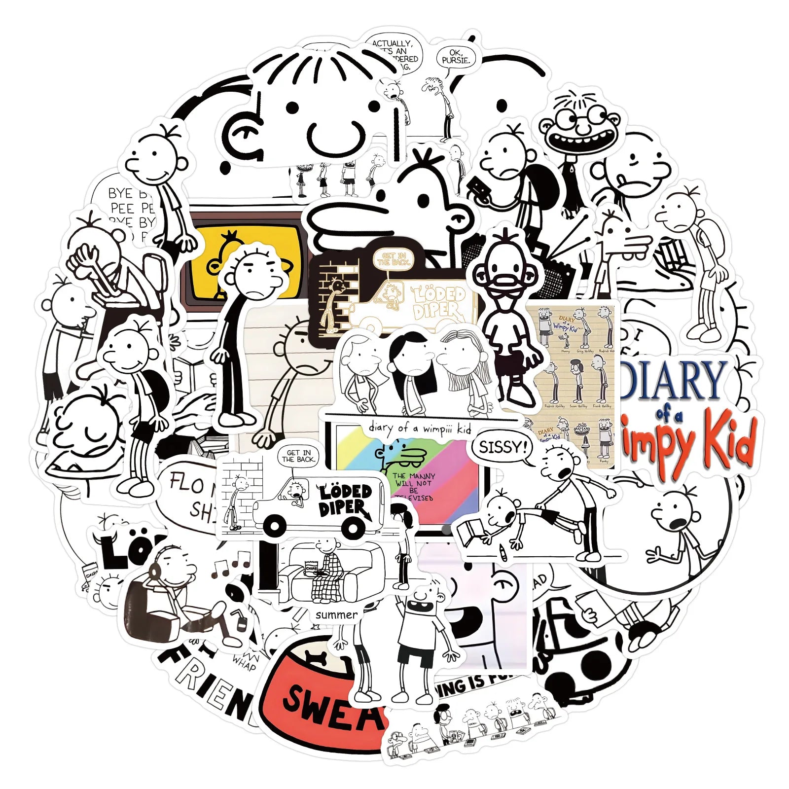 Cartoon boy comic style stickers pack with expressive doodle characters