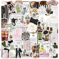 Clean girl aesthetic sticker collage featuring minimal lifestyle, fashion, and self care designs