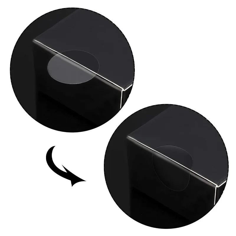 Close-up of transparent round seal stickers showing strong self-adhesive backing