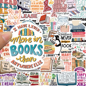 Colorful bookish stickers perfect for journals, planners, and scrapbooking
