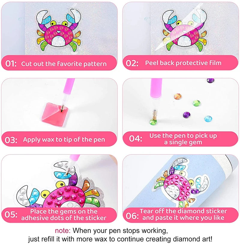 Colorful diamond painting sticker craft kit for creative kids activity