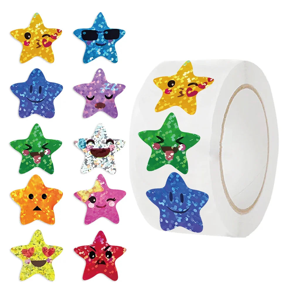 colorful star reward stickers roll for kids classroom teacher labels