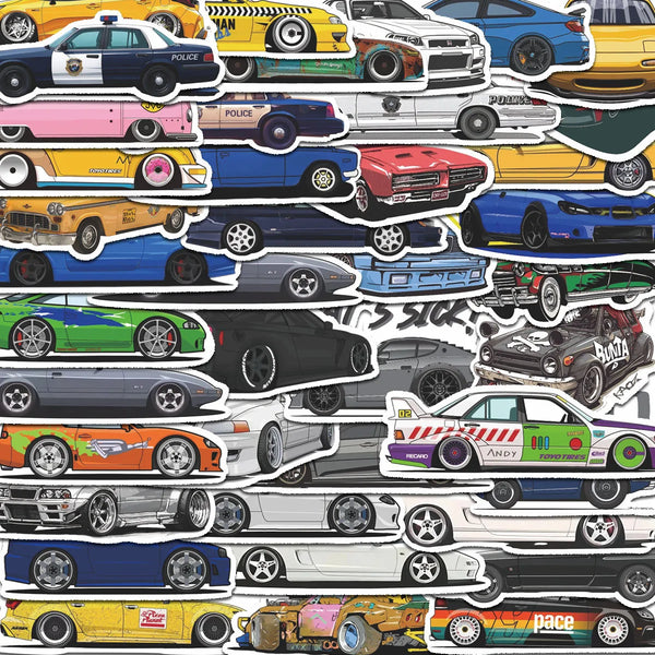 car Cartoon Sticker Set
